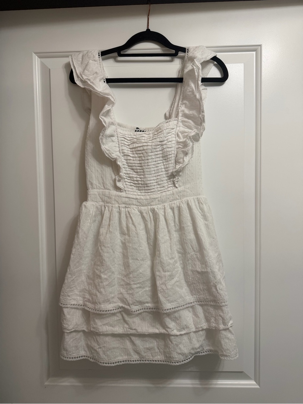 MAJORELLE White Ruffle Mini Dress XS Swiss Dot Cottagecore Revolve - Picture 8 of 9